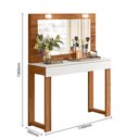 Ver imagem 5 de Penteadeira Camarim Escrivaninha com Espelho Gala Branco Fosco/cinamomo Mel - Mabe Magazine