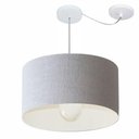 Ver imagem 1 de Lustre Pendente Cilíndrico com Desvio Md-4231 Cúpula em Tecido 50x30cm Rustico Cinza - Bivolt