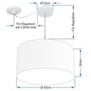 Ver imagem 2 de Lustre Pendente Cilíndrico com Desvio Md-4231 Cúpula em Tecido 50x30cm Rustico Cinza - Bivolt