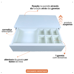 Mesa de Cabeceira Suspensa Penteadeira com Divisórias 80x15x40cm - 2