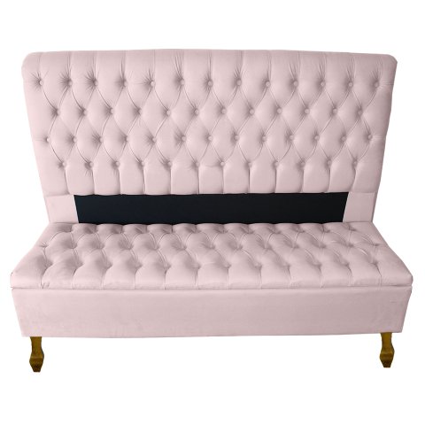Cabeceira e Recamier Iza para Cama Box Casal Queen 1.60 - Suede - Sv Decor: Rosa Bebe