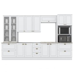 Cozinha Completa Modulada 6 Peças com Cristaleira Emily Espresso Móveis Branco - 2 Cozinha Completa Modulada 6 Peças com Cristaleira Emily Espresso Móveis Branco - 2