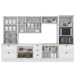 Cozinha Completa Modulada 6 Peças com Cristaleira Emily Espresso Móveis Branco - 4 Cozinha Completa Modulada 6 Peças com Cristaleira Emily Espresso Móveis Branco - 4