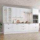 Ver imagem 1 de Cozinha Completa Modulada 6 Peças 100% MDF com Torre Quente 2 Fornos, Cristaleira e Tampo para Cooktop Calcare Americana Branco/HP