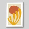 Quadro Abstrato Orgânico Laranja Sol - 30x20cm - Moldura Padrão Branco - 1