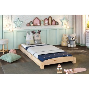 Cama de Solteiro Toquinho Madeira Maciça Cor Natural
