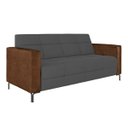 Ver imagem 2 de Sofá Living Decorativo Houston 2 Lugares 200cm Pés em Metal Veludo/ Pu Grafite/ Marrom G33 - Gran Be