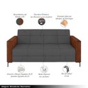 Ver imagem 3 de Sofá Living Decorativo Houston 2 Lugares 200cm Pés em Metal Veludo/ Pu Grafite/ Marrom G33 - Gran Be