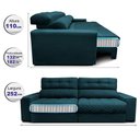Ver imagem 2 de Sofá Retrátil e Reclinável com Molas Ensacadas Cama Inbox Master 2,52m Tecido Velusoft Petróleo
