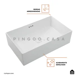Cuba de Apoio para Banheiro Retangular Slim Louça Cerâmica 60 Cm Lolita Pingoo.casa - Branco - 4