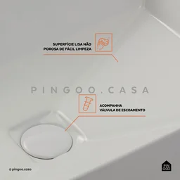 Cuba de Apoio para Banheiro Retangular Slim Louça Cerâmica 60 Cm Lolita Pingoo.casa - Branco - 5