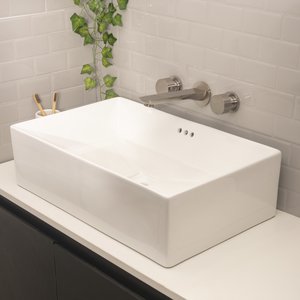 Cuba de Apoio para Banheiro Retangular Slim Louça Cerâmica 60 Cm Lolita Pingoo.casa - Branco