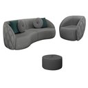 Ver imagem 1 de Conjunto Decorativo Sofá 240cm e Poltrona Clarke com Puff Round Linho Chumbo - Gran Belo