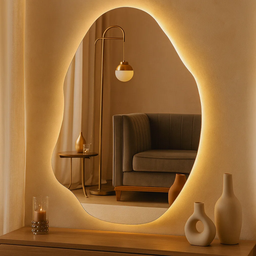 Espelho Grande Orgânico Lapidado Decorativo Sala Hall Parede 70x50 Cm Moderno com Led 3000k - 11 Espelho Grande Orgânico Lapidado Decorativo Sala Hall Parede 70x50 Cm Moderno com Led 3000k - 11