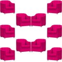 Ver imagem 1 de Kit 10 Poltronas Mila Corino Cores Pé de Plástico Cromado - Pink Corino