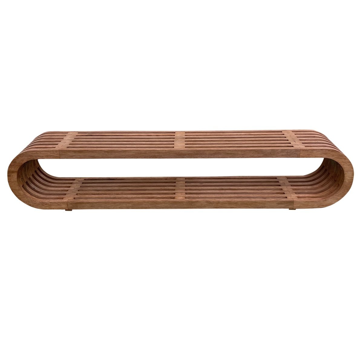 Ver imagem 2 de Banco Oval Ripado em Madeira Maciça 220x40x45 Sudeste Rústico