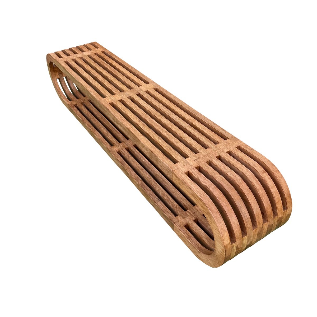 Banco Oval Ripado em Madeira Maciça 220x40x45 Sudeste Rústico - 4