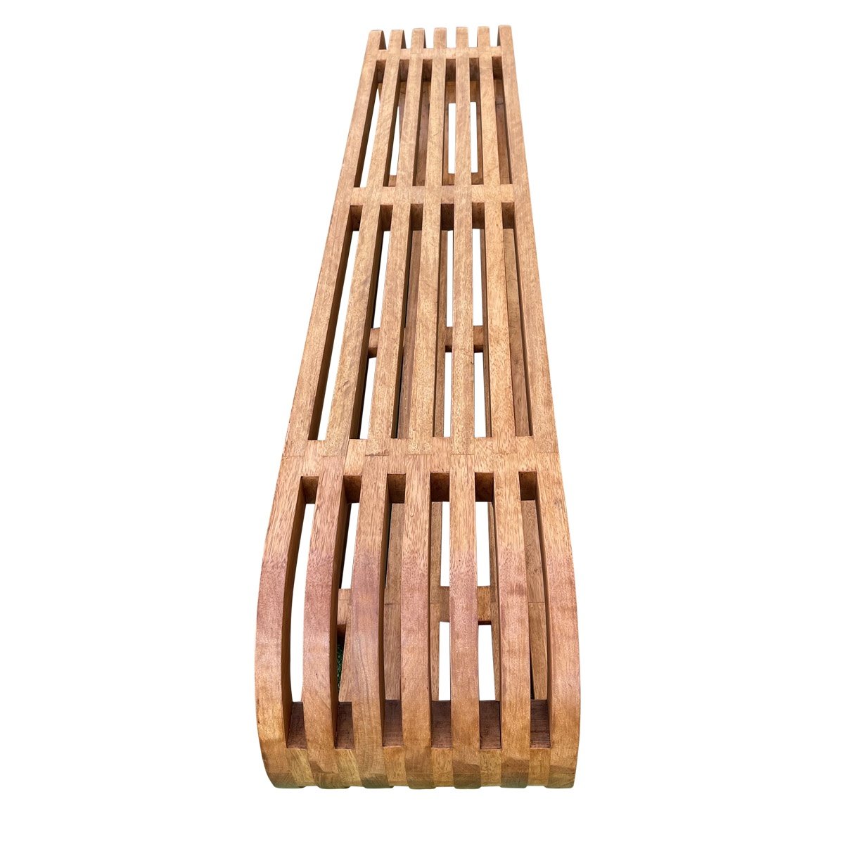 Banco Oval Ripado em Madeira Maciça 220x40x45 Sudeste Rústico - 6