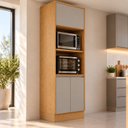 Ver imagem 1 de Paneleiro Duplo Torre Quente 100% MDF para Forno e Micro-Ondas 2 Nichos Áurea Cinamomo/Fendi