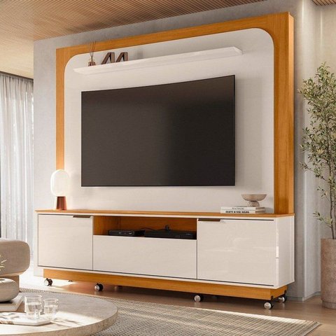 Estante para TV e Home Theater até 75 Polegadas 200CMX197,5cm 2 Portas 1 Gaveta Rodízios Nilo