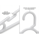 Ver imagem 3 de Kit 3 Cabides Napoli Branco Reforçado Antideslizante c/ Gancho Luxo