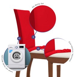 Kit 04 Capas para Cadeiras 4 Lugares Malha Gel 100% Poliéster:vermelho - 1