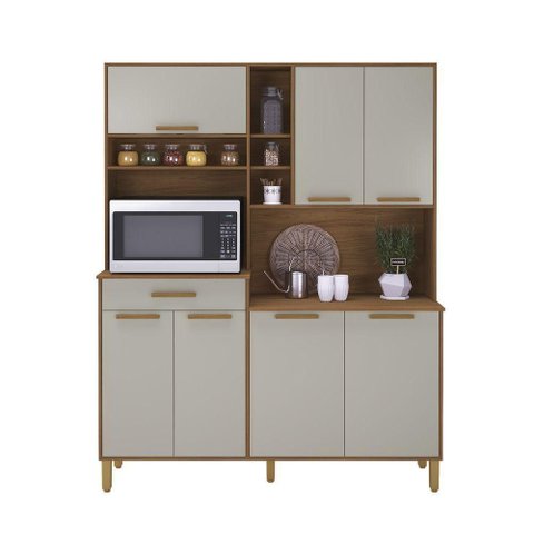 Armário de Cozinha 1,60mts Braga Freijó / Off White - Indekes