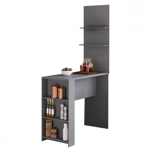 Bancada de Cozinha Nara 5 Prateleiras Cinza - Pnr Móveis