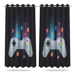 Cortina Gamer Jogos Infantil 2,60x1,50m Mod 02 - Tecido - 1