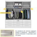Ver imagem 4 de Guarda Roupa Chicago 3 Portas 9 Gavetas - Móveis Tcil