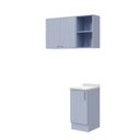 Ver imagem 3 de Lavanderia Planejada 3 Peças 1 Aéreo 1 Balcão com Tampo 1 Nicho 40cm Marselha CabeCasa MadeiraOriginals Azul/Sereno