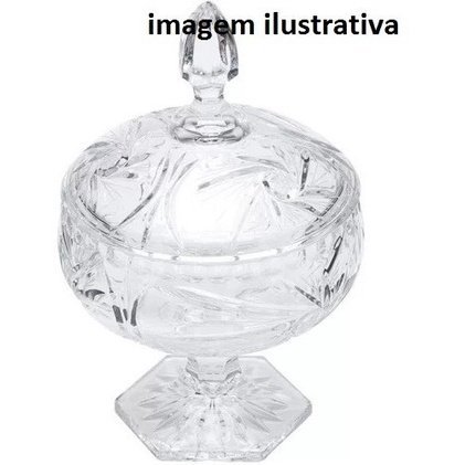 Ver imagem 3 de Bomboniere Compoteira Baleiro Taça Pote Vidro Bala 18x10cm