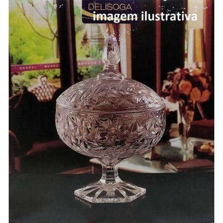 Ver imagem 4 de Bomboniere Compoteira Baleiro Taça Pote Vidro Bala 18x10cm