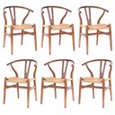 Ver imagem 1 de Kit com 6 Cadeiras para Sala de Jantar Madeira Maciça Wishbone Marrom/Castanho