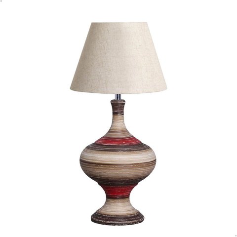 Abajur Grande para Sala Medieval Vermelho e Palha com Cúpula 65x,5x35 Cm