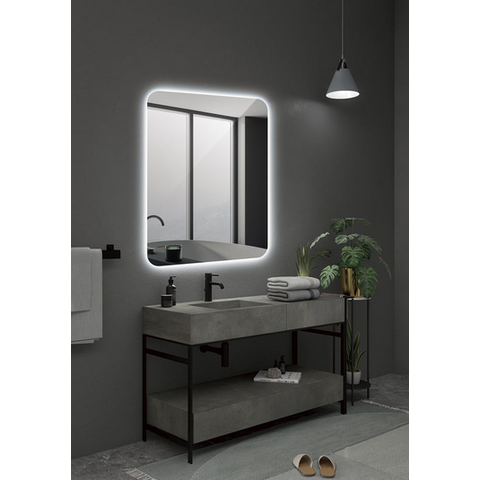 Espelho Orgânico Decorativo Lapidado com Led 90x60 Cm E14 para Sala, Quarto, Banheiro, 6000k 220v