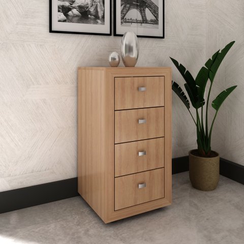 Gaveteiro com 4 Gavetas Branco Tecnomobili Me4133 Cor: Amêndoa
