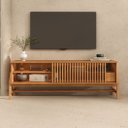 Ver imagem 6 de Rack Ripado 145 Cm Madeira Sala Pés Altos Tv 65 Portas Deslizantes Freijó Adamo Idimex