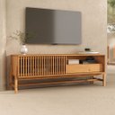 Ver imagem 4 de Rack Ripado 145 Cm Madeira Sala Pés Altos Tv 65 Portas Deslizantes Freijó Adamo Idimex