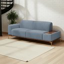 Ver imagem 2 de Sofá Molino 3 Lugares 210cm C/mesa Auxiliar Esquerdo Pés Ouro.f Bouclé Azul Claro - Nexta Casa