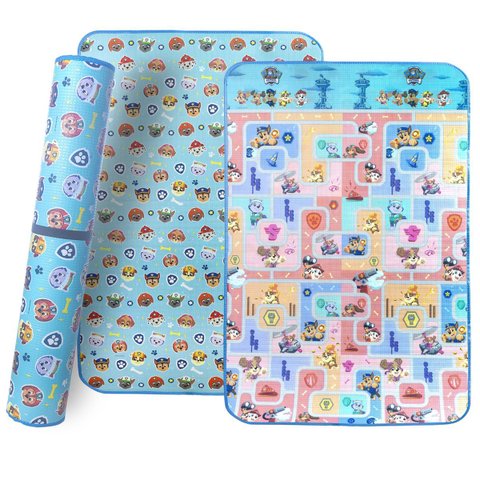 Tapete de Atividades Infantil Dobrável Tapetão Rolo 1,20x1,80m Dupla Face Meninos Estampa Patrulha C