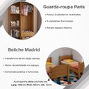 Ver imagem 5 de Kit Quarto Beliche Madrid Vira 2 Camas + Guarda-Roupa Paris 4 Portas com 2 Colchões - Amêndoa Cedro
