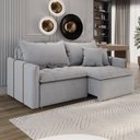 Ver imagem 1 de Sofá Cama Retrátil em Madeira Eucalipto e Linho 200cm Creta