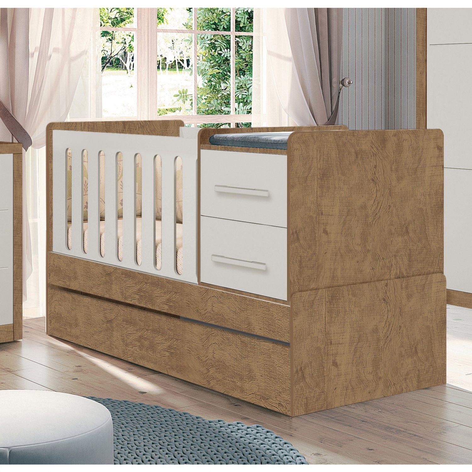 Berço Multifuncional com Cama Auxiliar e Trocador Premium Planet