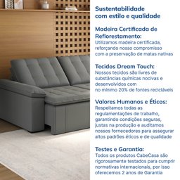 Sofá Cama Retrátil e Reclinável 4 Lugares 240cm Veludo com Molas Palmeira CabeCasa MadeiraMadeira - 10