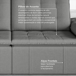 Sofá Cama Retrátil e Reclinável 4 Lugares 240cm Veludo com Molas Palmeira CabeCasa MadeiraMadeira - 7