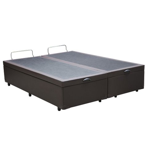 Base Box Baú Casal Bipartido Sintético Marrom