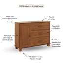 Ver imagem 5 de Cômoda 3 Gavetas 1 Porta 100% Madeira Maciça Bronze Marrom/Castanho