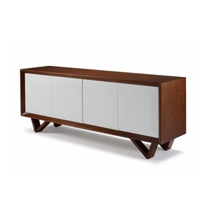Balcão Buffet Terra 4 Portas 2 Gavetas Embutidas:nogueira / Branco/180x50cm