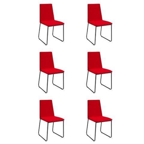 Kit 6 Cadeiras de Jantar Cozinha Industrial Lexa Veludo - Élpis Móveis - Vermelho - Preta